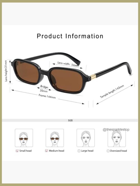 Retro Rectangular Sunglasses UV400 Protection Plastic Frame Slim Design